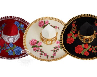 Sombrero de Charro, Sombrero Charro para adulto, Charro hat, Charro accesories, Charros, Sombrero, Flower Charro Hat