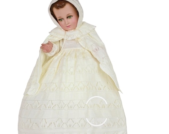 Trajecito de Nino Ropón Fino Alistonado Tejido Fino Niño Dios con accesorios Incluidos/Baby Jesus Outfit