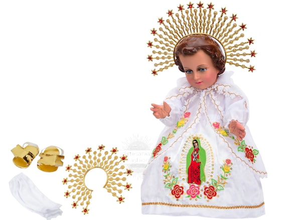 Trajecito de Virgen de Guadalupe para Niño Dios con accesorios - Etsy México Trajecito de Virgen de Guadalupe para Niño Dios con accesorios - Etsy México