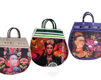 Bolsa Nylon Mexican Frida Plastic Market Tote Bag Mexican Plastic Tote With Frida, Mexican market bag, Mesh bag, Mexican plastic bag