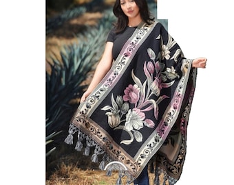 Reboso Shawl Rebozo Mexicano Mexican Wrap reboso de tela bordada fashion shawl, Floral Shawl Wrap embroidered