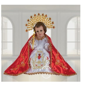 Trajecito de Sagrado Corazon Niño Dios con accesorios Incluidos/Baby Jesus Outfit