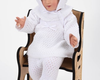 Trajecito Bebe Bordado a Mano/Tejido para Niño Dios con accesorios Incluidos/Baby Jesus Outfit