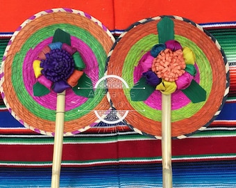 Abanicos de palma mexicanos accesorios tradicionales, Mexican palm hand fans traditional accessories