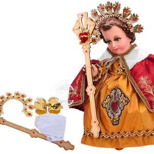 Trajecito de Nino del Sagrado Corazón Fino para Nino Dios con accesorios Incluidos/Roupa Menino Jesus/Ropon de Nino Dios/Traje para Nino Dios