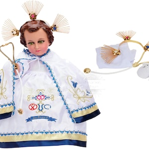 Traje de Rey de la Salud para Niño Dios com acessórios incluídos/Roupa Menino Jesus/ Ropon de Nino Dios/Traje para Nino Dios