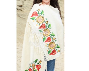 Reboso Shawl Rebozo Mexicano Mexican Wrap reboso de tela bordada fashion shawl, Floral Shawl Wrap embroidered