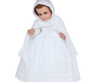 Trajecito de Nino Ropon Tejido Fino Blanco Niño Dios con accesorios Incluidos/Baby Jesus Outfit