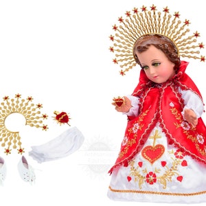 Trajecito de Sagrado Corazon de Jesus para Nino Dios con accesorios Incluidos/Baby Jesus Outfit/ Ropon de Nino Dios/Traje para Nino Dios