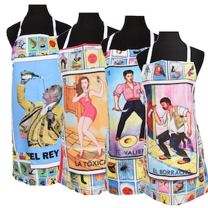 Mexican Loteria Apron, Mandil tradicional Mexicano, Traditional Apron Delantal,