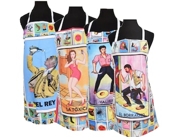 Mexican Loteria Apron, Mandil tradicional Mexicano, Traditional Apron Delantal,