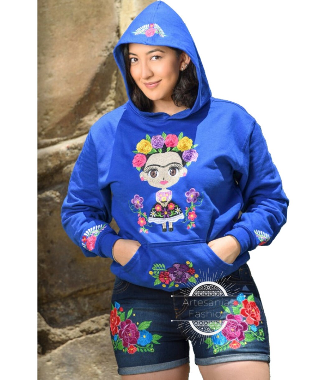 Sudadera Artesanal Sudadera Bordada Flores Sudadera Capucha