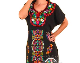 Vestido Mexican con Flores /Mexican Embroidery Dress with Flowers