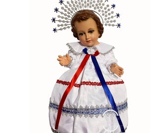 Trajecito de el Niño de la Misericordia para Niño Dios con accesorios Incluidos, Ropon /Baby Jesus Outfit
