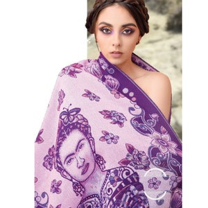 Rebozo Mexican con Imagen de Frida, scialle messicano con immagine di Frida, scialle Frida, scialle messicano