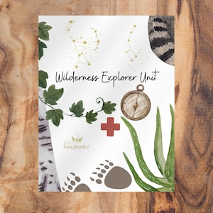 Unità di studio Wilderness Explorer stampabile per bambini Campeggio 101 Guida all'aperto Pronto soccorso per bambini Codice Morse Lezione di homeschooling Traccia di animali