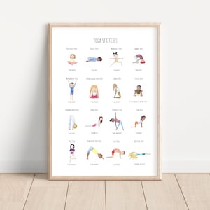 Kids Yoga Stretches Poster Digitaler Download Handgemachte Mantra Affirmation Übung Printable Mommy and Me Poster von Liv Nova Lernen co