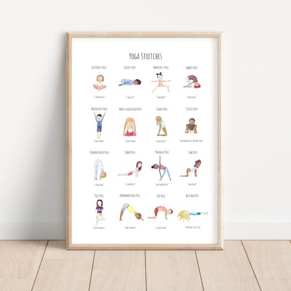 Kids Yoga Stretch Poster | Printable Movement, Mindfulness & Affirmation Poster