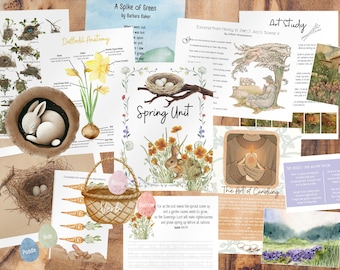 Unità PRIMAVERA Studio della natura / Lavoro di copia di Charlotte Mason / Risorse per cestini mattutini stampabili Waldorf / Studio di poesie e arte per l'istruzione parentale