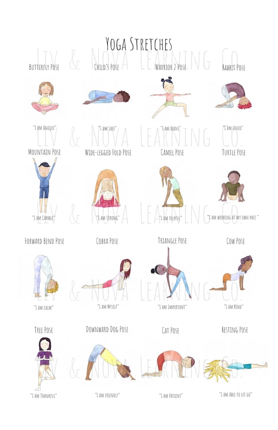 A confident teaching poses of yoga for children