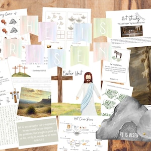 Christian Easter Unit Study for kids, Printable Bible study Morning Basket Charlotte Mason Homeschool Passover, Resurrection, Palm Sunday