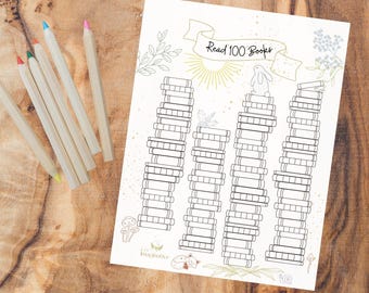 Reed 100 Book Coloring Chart Log Kids Reading Tracker One Hundred Book List Little Readers Goals For Kids Summer Reading Tracker Homeschool