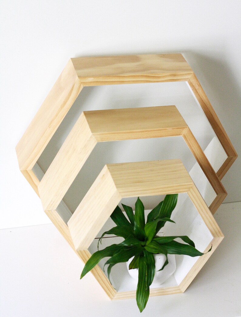 White Hexagon Shelves shelf Painted Shelf Etsy
