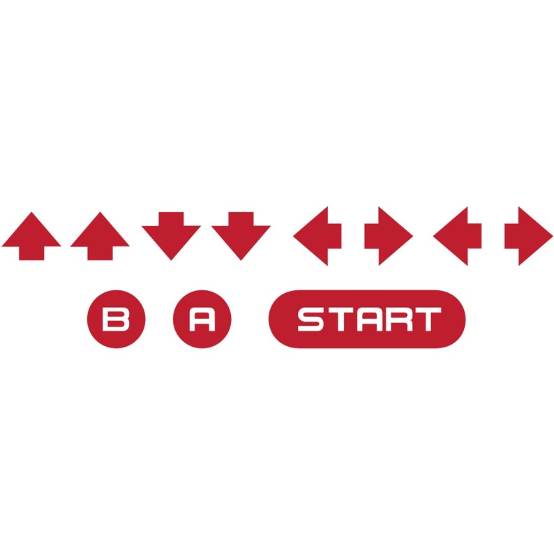 Konami Code contra Code Vinyl Decal Sticker Etsy