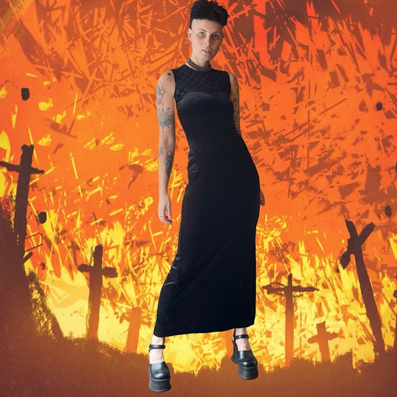 LUSH af vintage 90’s does 70’s velvet maxi dress