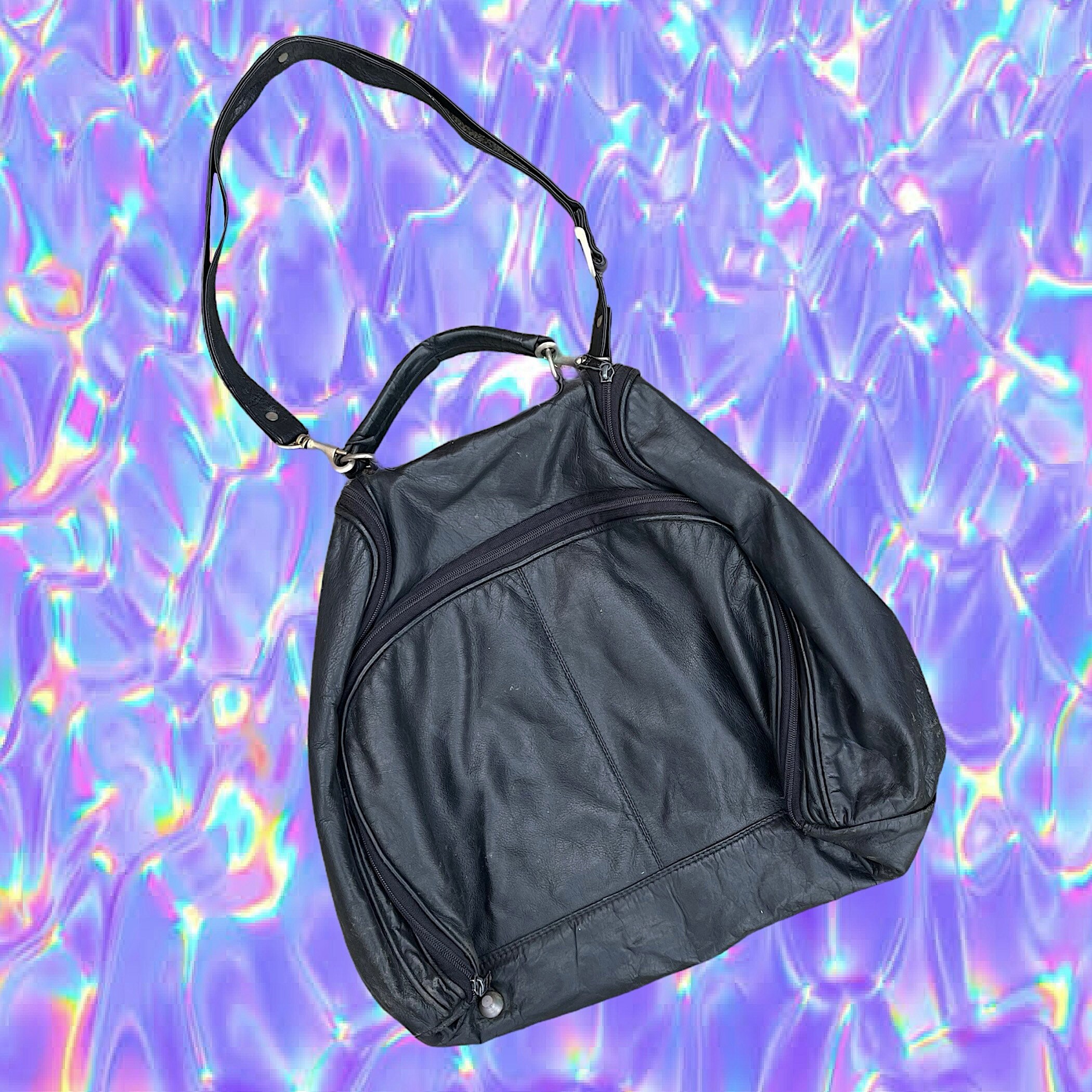 Vintage grunge genuine LEATHER utility style shoulder bag with Etsy