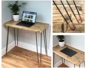 KRONG Reclaimed Wood Desk with Copper Tipped Hairpin Legs