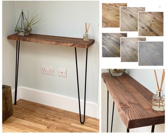 RALA - LIVE EDGE // Live Edge Distressed Entryway Console Table with Hairpin Legs