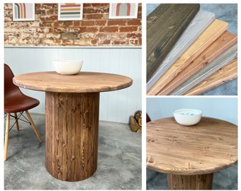 CABO // Scandinavian Pine Cylinder Plinth Design Round Dining Table
