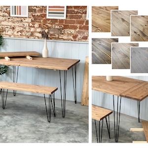 VIET EXTENDABLE // Scandinavian Extending Dining Table and Bench with Hairpin Legs