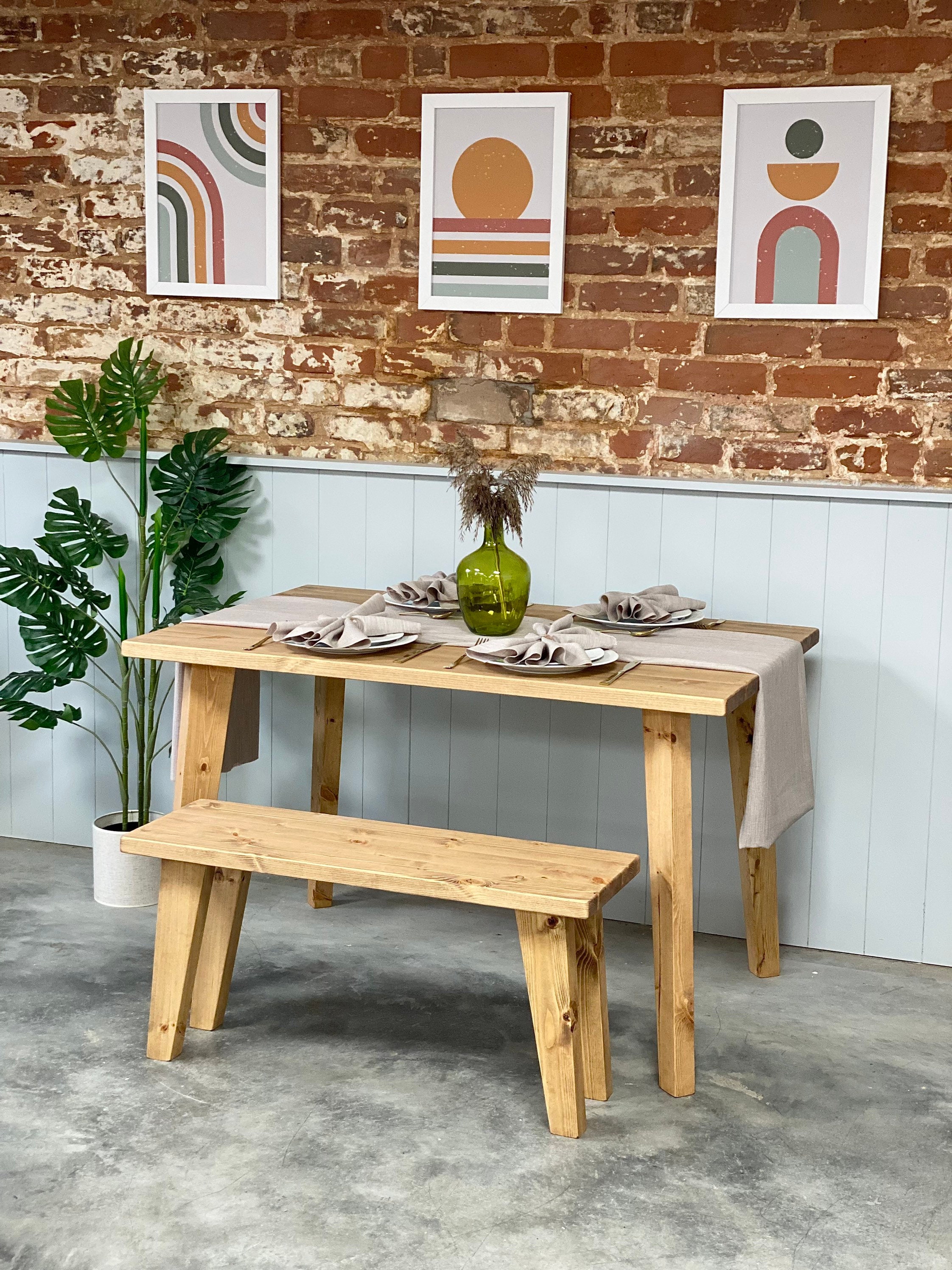 NOORD // Scandinavian Dining Table and Bench With Pine Tapered Legs ...
