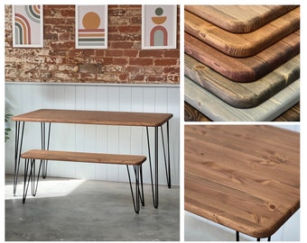 KEP // Scandinavian Dining Table and Bench with Hairpin Legs
