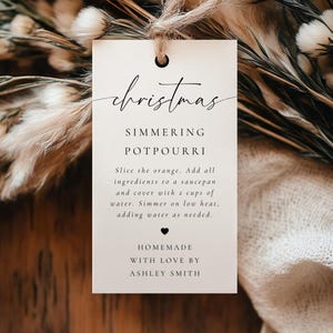 Christmas Stovetop Potpourri Tag Template, Holiday Simmering Potpourri Gift Tags, Editable Simmer Pot Favor Tag, Canva Instant Download