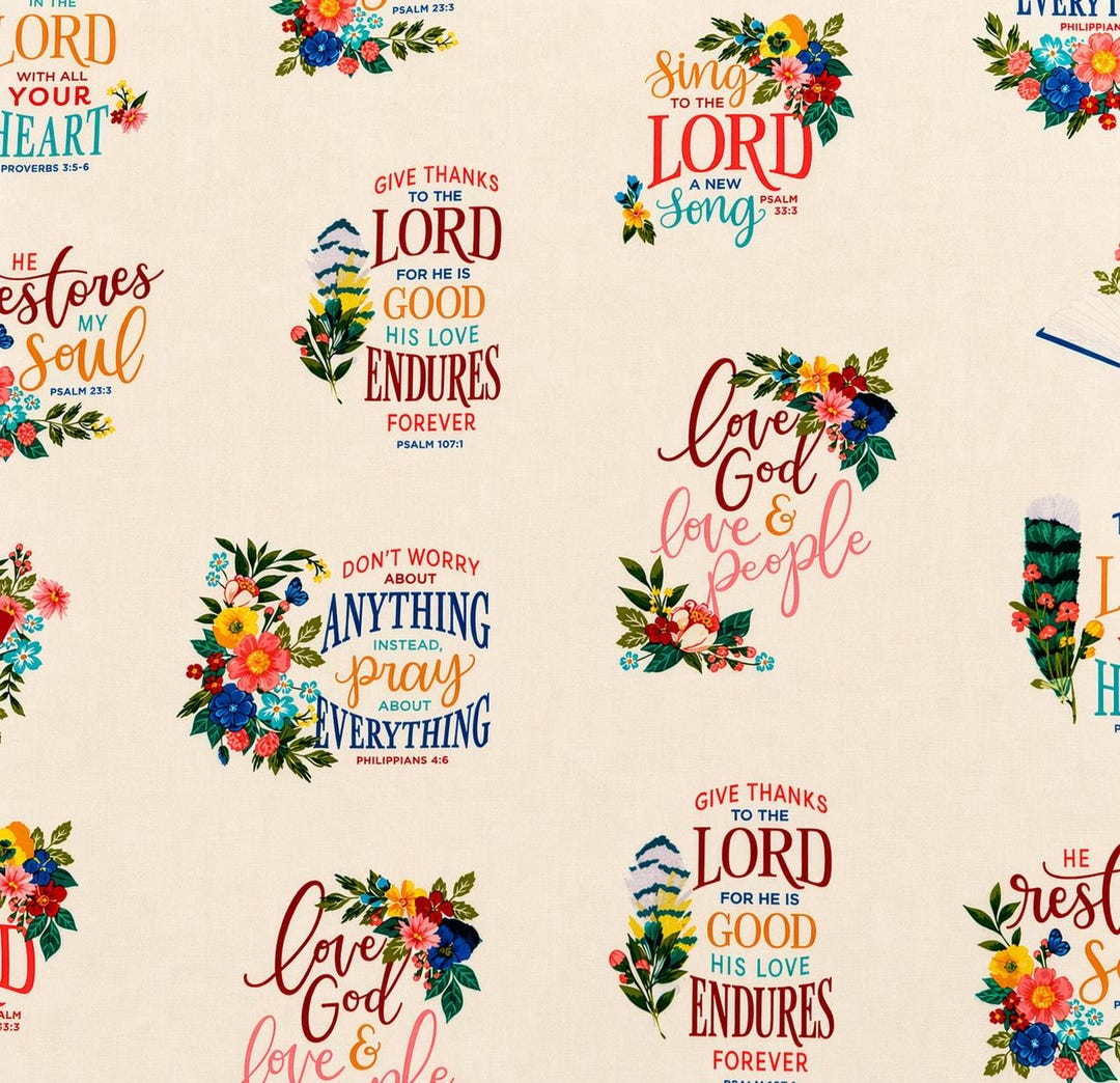 Scripture Verses in Block Form Cotton Fabric - Etsy