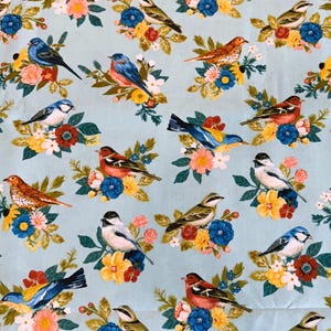 Songbird Cotton Fabric: Colorful Birds & Floral Print