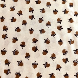 Acorn Print Cotton Quilt Fabric: Tan Fall Fabric