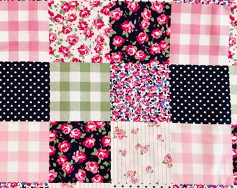 Pink Rose Garden Patchwork Cotton Fabric