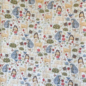 Cotton Fabric Woodland Animals on Cream Background,