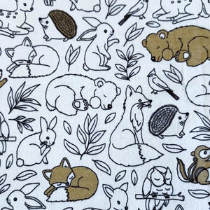 Nursery Flannel On White Background With Forest Animals