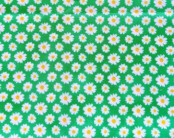 Wildflower Daisy Cotton Quilt Fabric – Green Floral Print