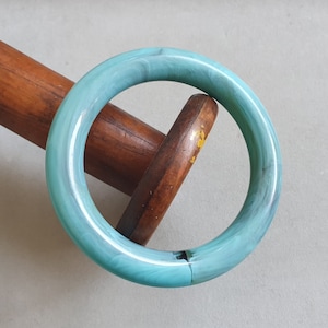 Vintage Teal Lucite Bangle Bracelet, Chunky Acrylic Jewelry