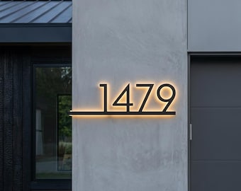 LED-adressskylt: Anpassad upplyst husskylt, modern design
