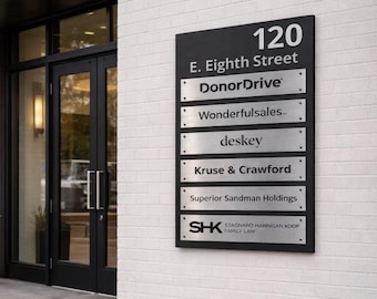 Skylt för kontorsbyggnad | Aluminiumskylt för hyresgäster | Inomhus/utomhus