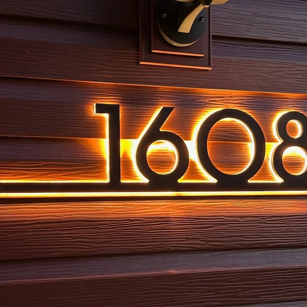 Modern Backlit House Numbers | Premium LED Address Sign | Modern Address Sign | Lighted House Sign | LED illuminated | Backlit Address Sign