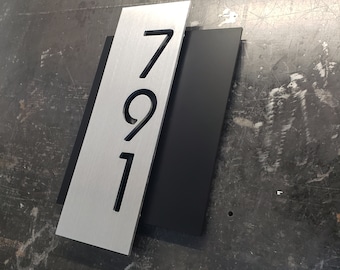 Modern Address Sign | Modern Plaque | Vertical offset (Custom Address Sign - Metal Address Sign - Home Address Numbers - Address Plaque)