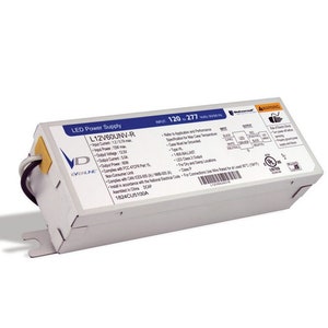 May include: A white LED power supply with the model number L12V60UJV-R and the brand name Everline printed on the side. The power supply is rated for 120 to 277 volts.